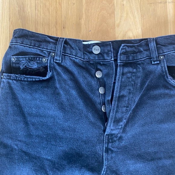 Reformation Cynthia High Rise Straight Jeans Black Ripped Size 27 - Picture 11 of 14